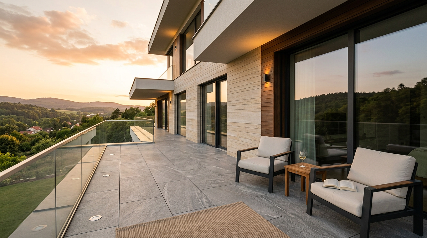 Moderní terasa s bazénem